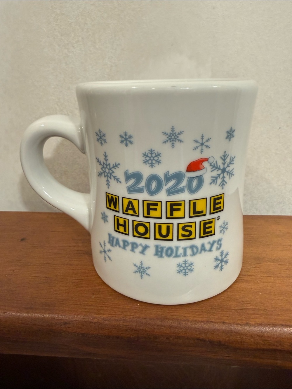 Waffle House 2020 Happy Holidays Coffee Mug Santa Snowflakes 4268
